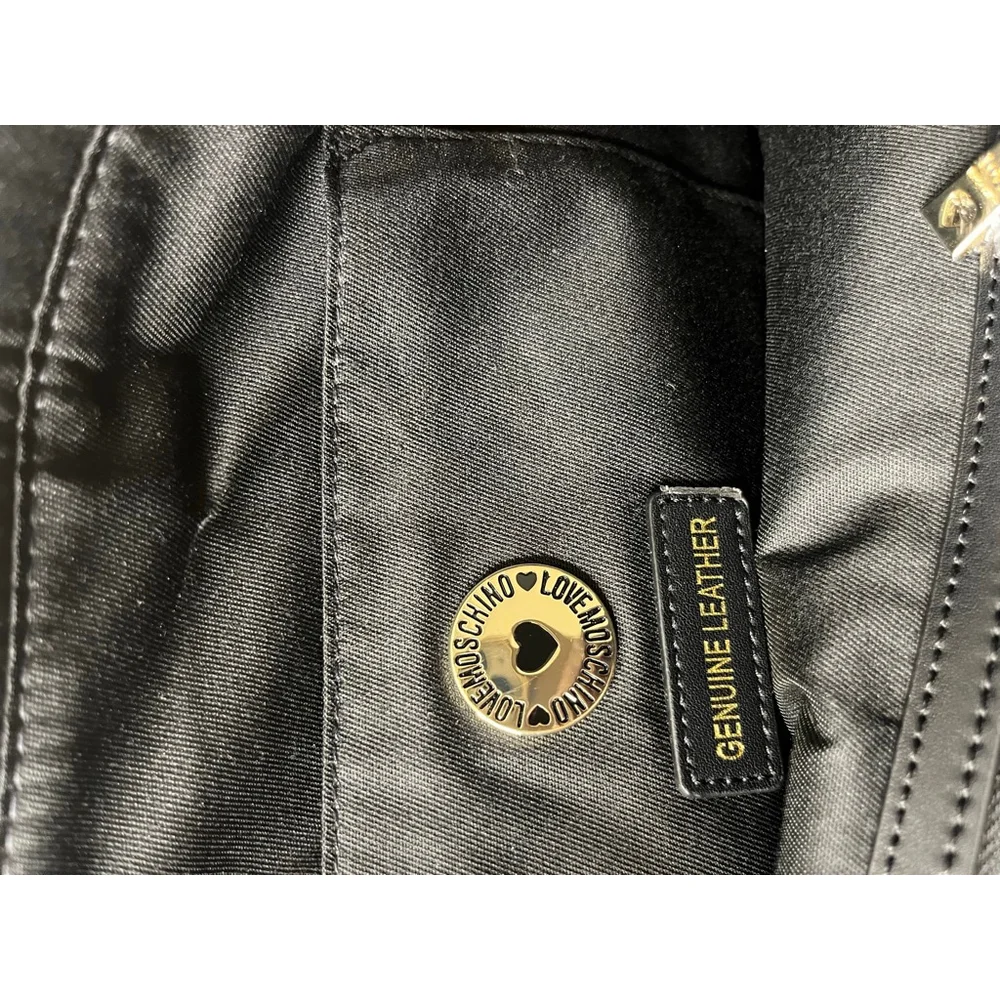 NWT Love Moschino Borsa Leather Tan Tote Bag with studded details